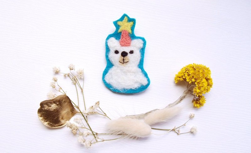 羊毛毡插画 北极熊 别针 - 胸针 - 羊毛 白色