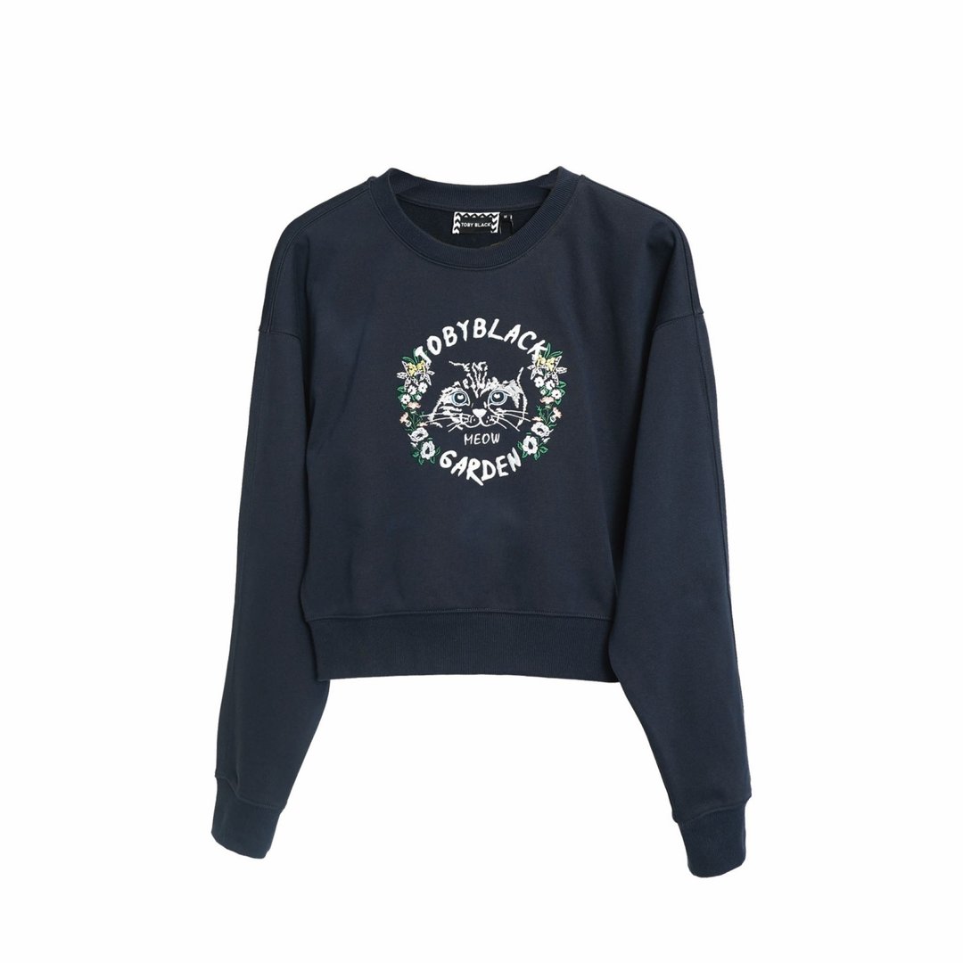 GARDEN CAT corp sweatshirt by Toby Black - 女装上衣 - 棉 蓝色