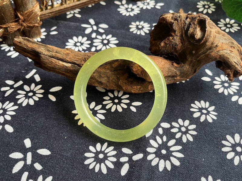 【一物一图】天然辽宁岫玉手镯 手镯圈口53.1mm 蜂蜜水 圆条 - 手链/手环 - 玉石 黄色