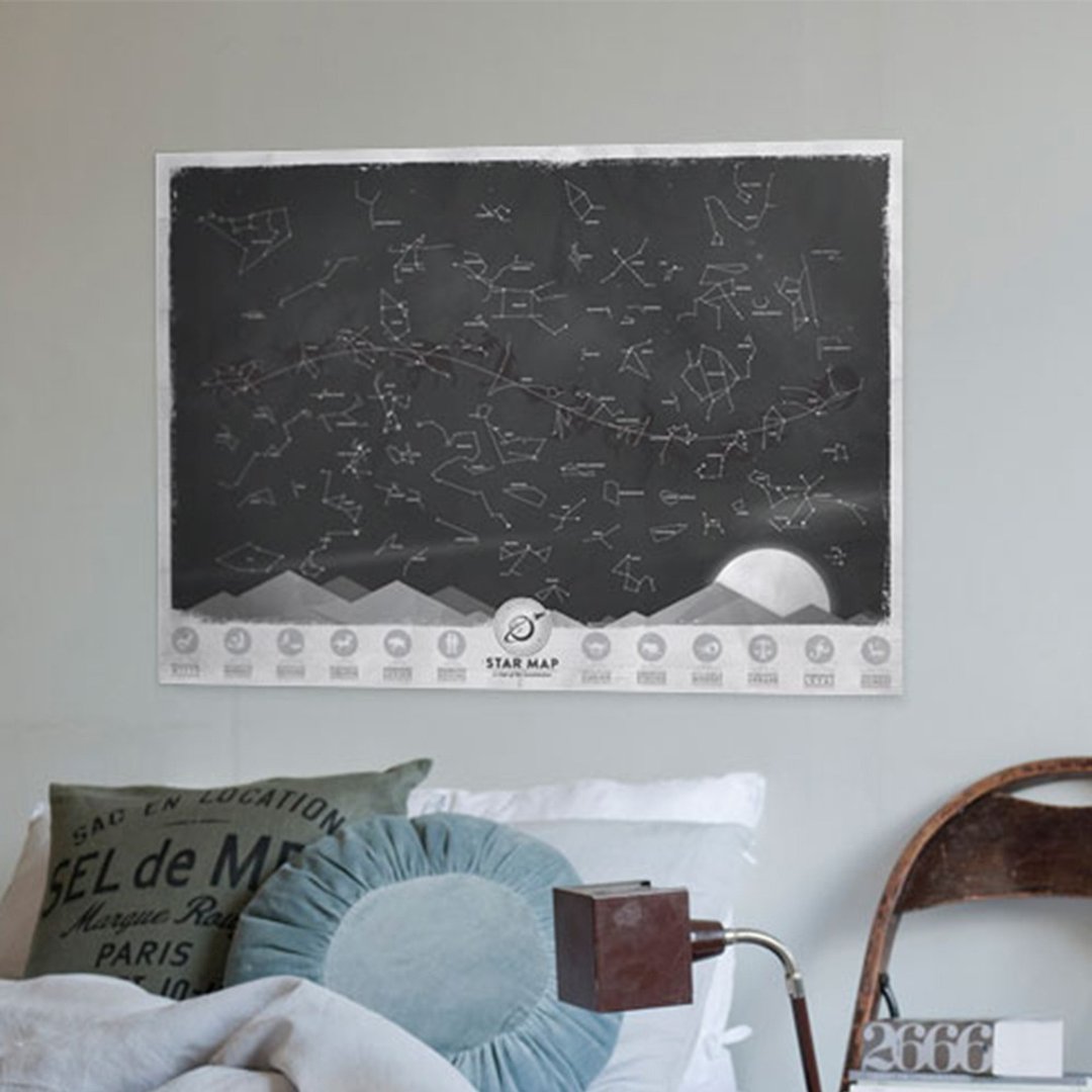 【盒损品】英国 Luckies 我.旅行.下一站 - 萤光星空地图 - 海报/装饰画/版画 - 纸 黑色