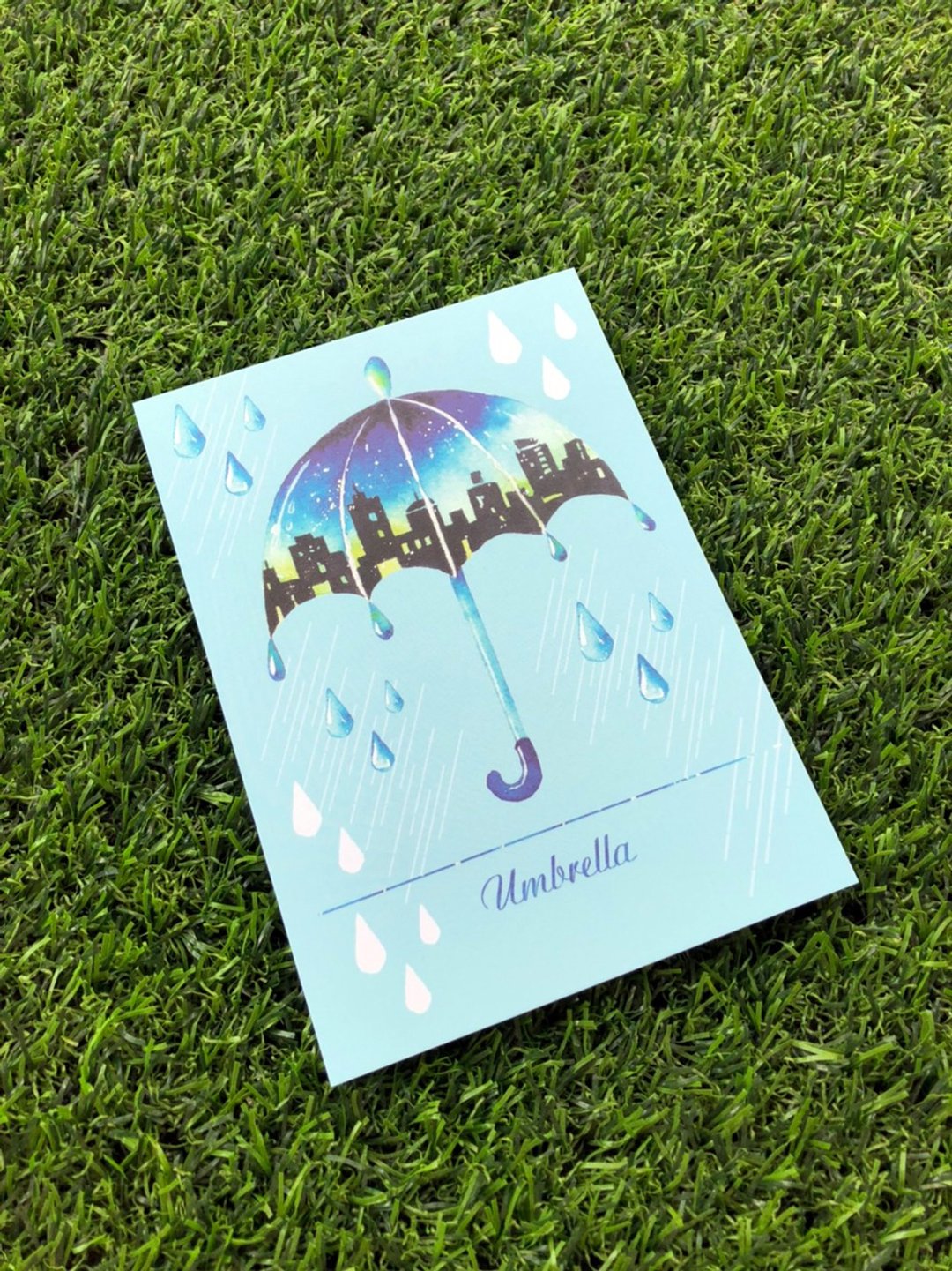 明信片　雨伞城市 - 卡片/明信片 - 纸 蓝色