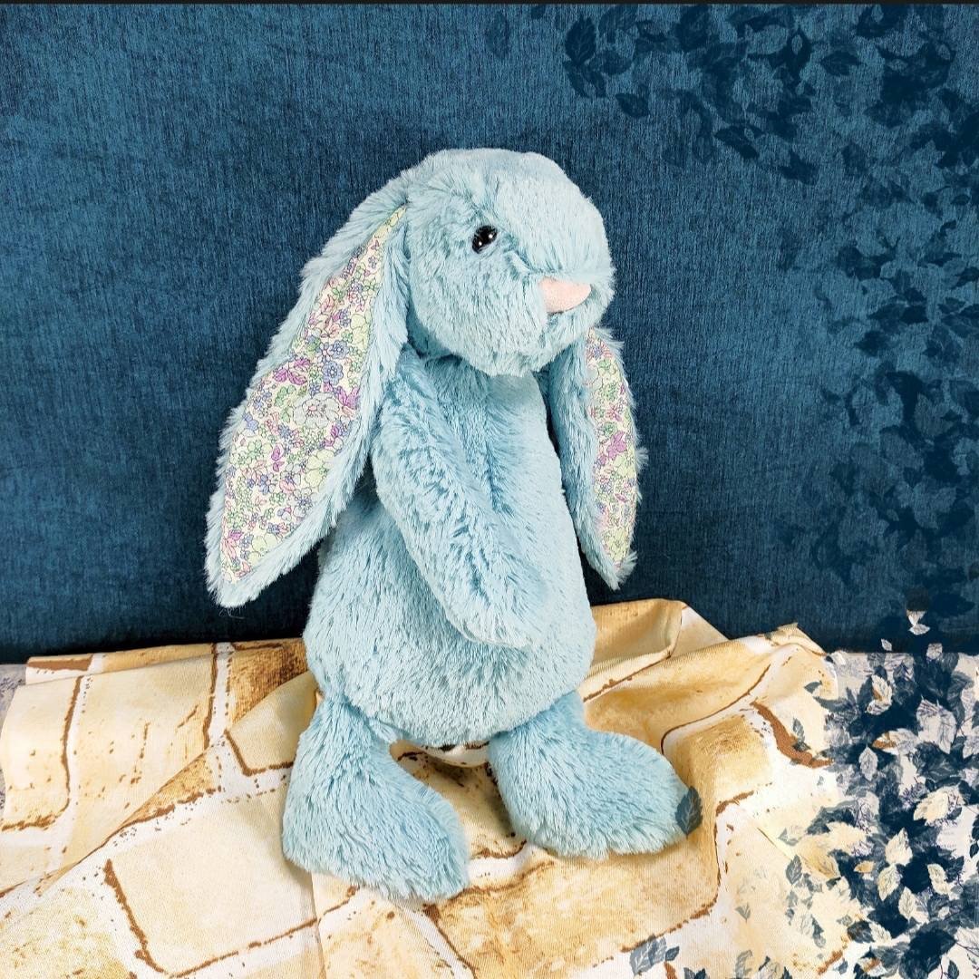 Jellycat Blossom Aqua Bunny 碎花兔 18cm - 玩偶/公仔 - 聚酯纤维 蓝色