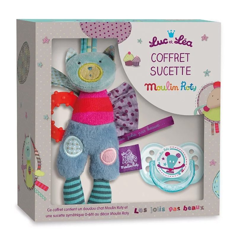 法国 Moulin Roty 乔丽丝 Luc & Lea 安抚奶嘴、安抚娃娃礼盒组 - 满月礼盒 - 其他材质 多色
