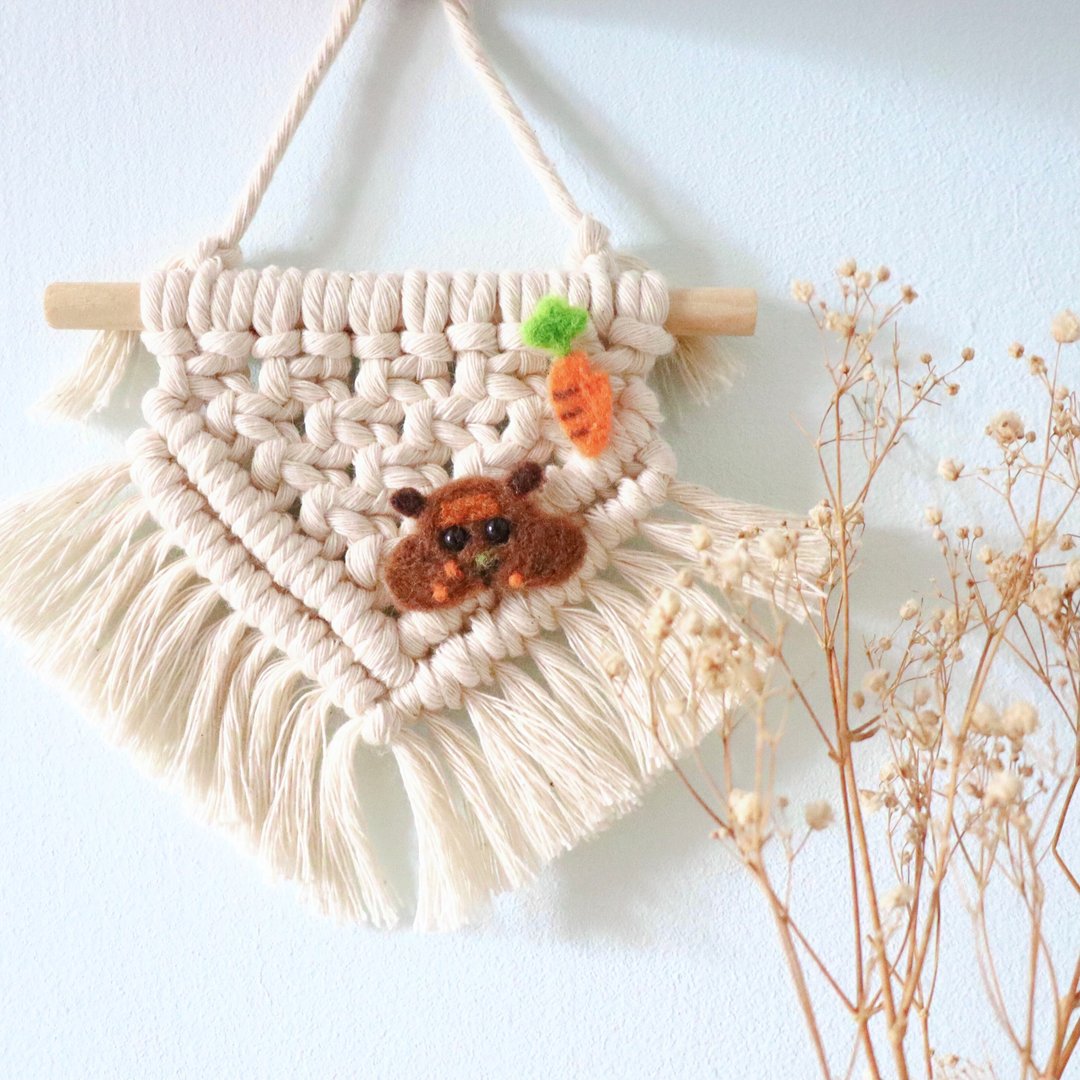 macrame 编织小挂饰 壁挂 居家装饰 - 墙贴/壁贴 - 棉 白色