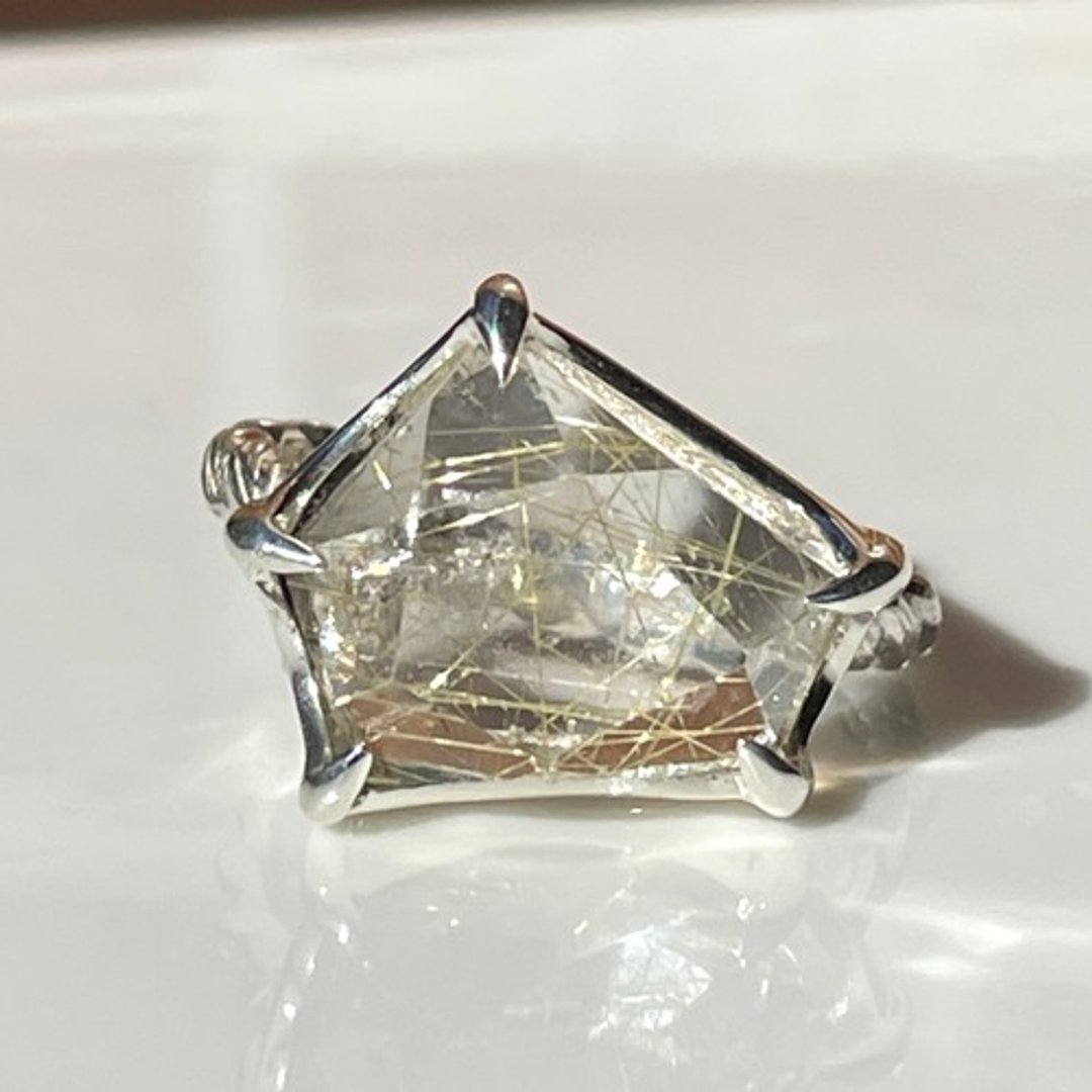 Pinkoi 代购 -  金红石变形L5方形实心爪银SV925戒指 - 戒指 - 宝石 