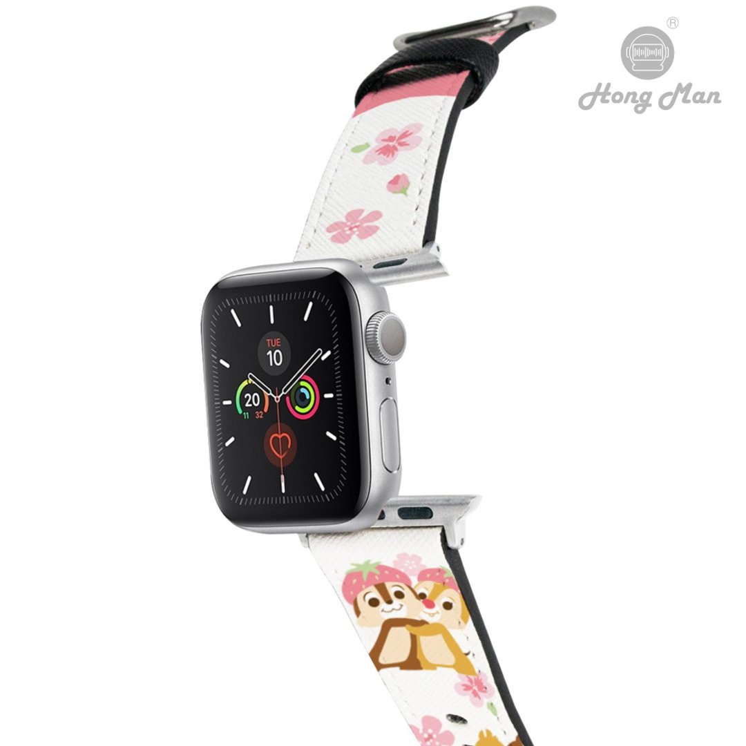 【Hong Man】迪士尼 Apple Watch 皮革表带 粉萌限定 奇奇蒂蒂 - 表带 - 人造皮革 粉红色