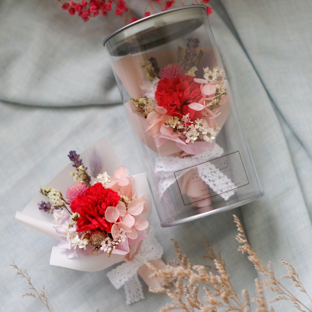 未完待续 | 不凋康乃馨 干燥花 母亲节花束 花罐(两色)现货+预购 - 干燥花/捧花 - 植物．花 粉红色