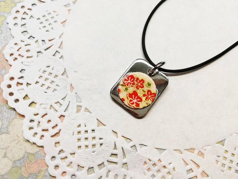 长方形项链颈链 日本友禅纸 和纸(独一商品)GY10-001 - 项链 - 纸 