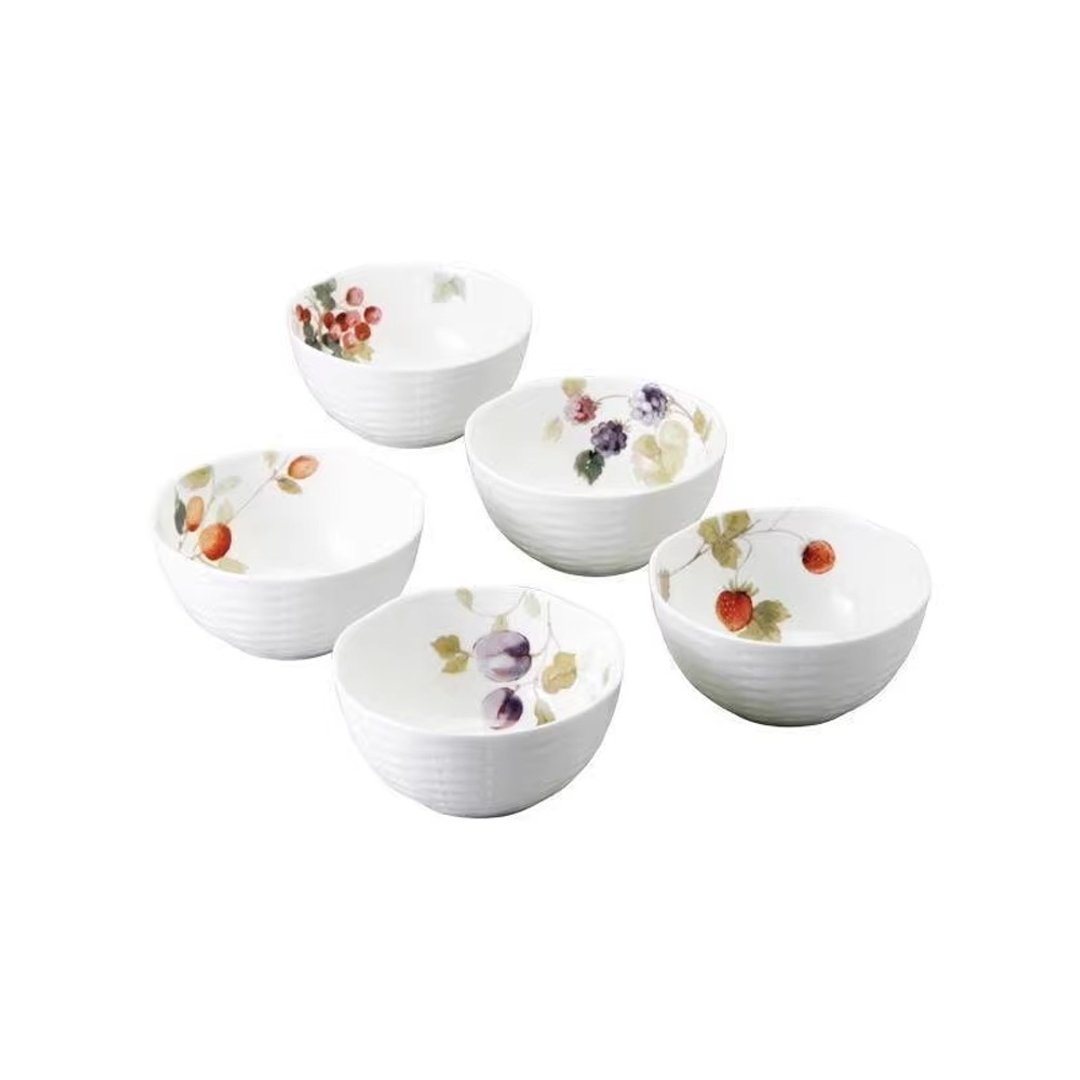日本NARUMI 幸福果实骨瓷饭碗-5入-11cm - 碗 - 瓷 白色