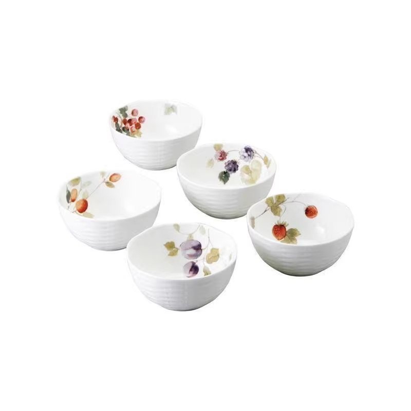 日本NARUMI 幸福果实骨瓷饭碗-5入-11cm - 碗 - 瓷 白色