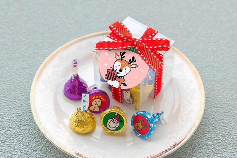 圣诞节糖果 耶诞小鹿吊牌 KISSES水滴巧克力8颗入小礼盒(红色缎带 - 巧克力 - 新鲜食材 绿色