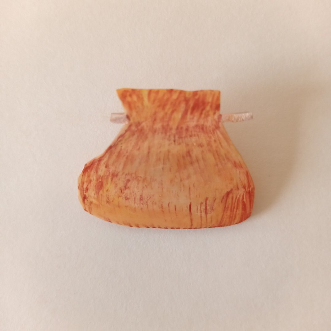 Brooch Kinchakumochi Hand-painted One-of-a-kind Oden - 胸针 - 塑料 咖啡色