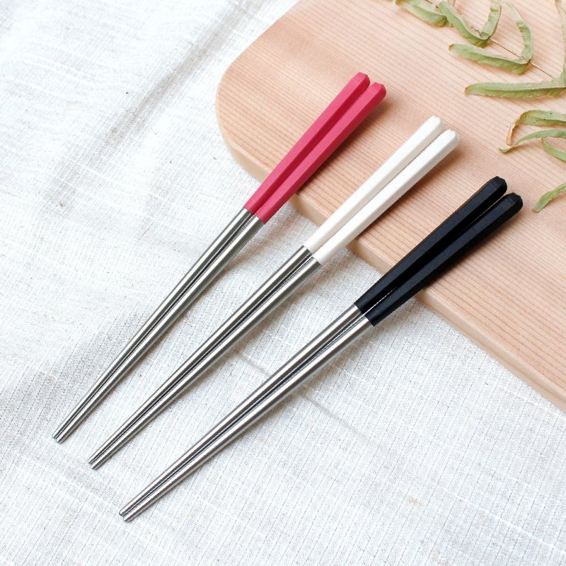 创意六角好筷 10双入 (沉黑、象牙白、茜红 ) - 筷子/筷架 - 不锈钢 多色