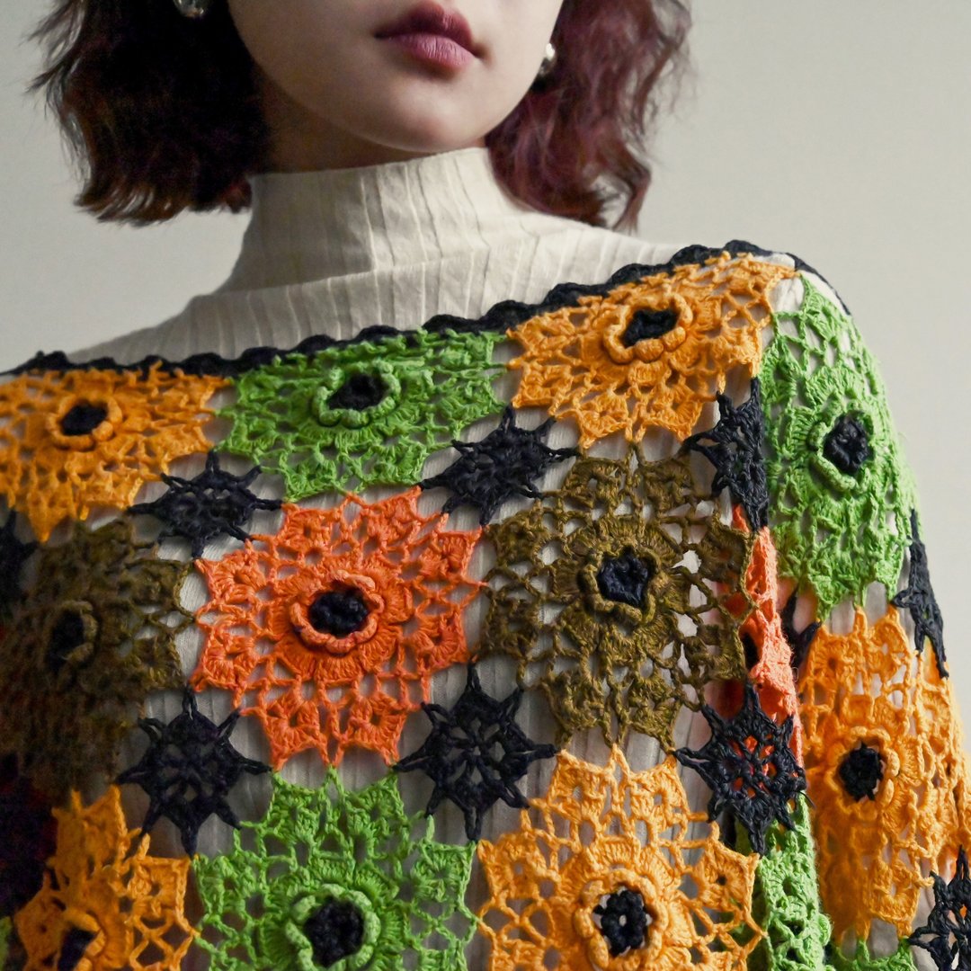 【NaSuBi Vintage】细致镂空织花短版古着针织上衣 - 女装针织衫/毛衣 - 其他人造纤维 