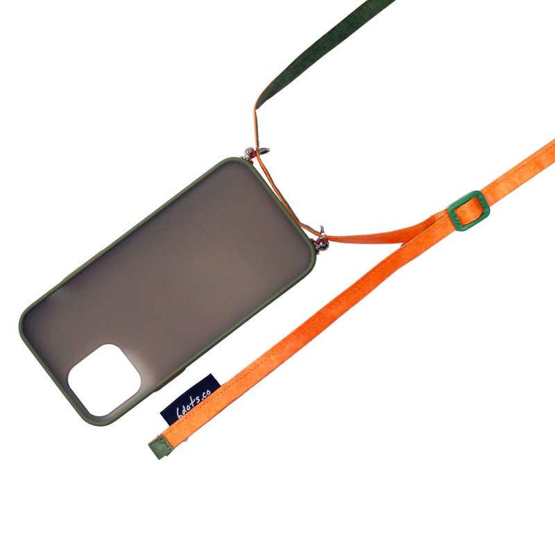 iPhone 13 12背绳背带手机壳 可调整式挂脖斜背两用 减压手机背带 - 手机壳/手机套 - 塑料 橘色
