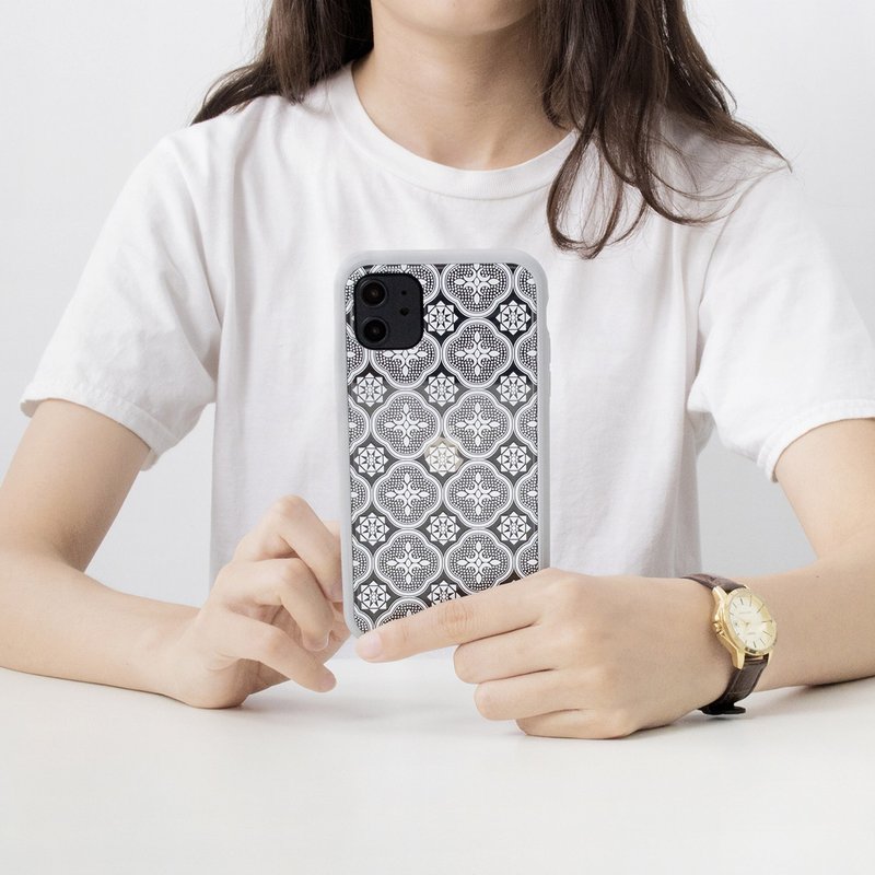 【预购-NX边框两用壳】印花乐X犀牛盾-玻璃海棠/透明白(小) - 手机壳/手机套 - 塑料 多色