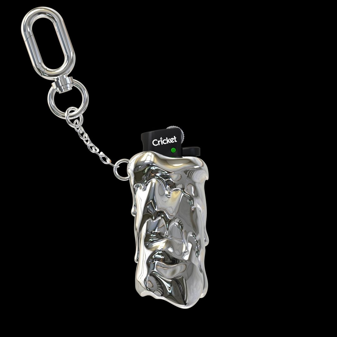 panq's 短版打火机壳 Bapca Lighter Case 02 Melt 融化 - 钥匙链/钥匙包 - 树脂 银色