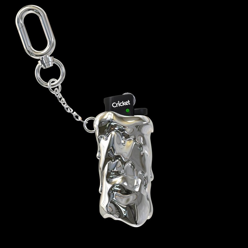 panq's 短版打火机壳 Bapca Lighter Case 02 Melt 融化 - 钥匙链/钥匙包 - 树脂 银色