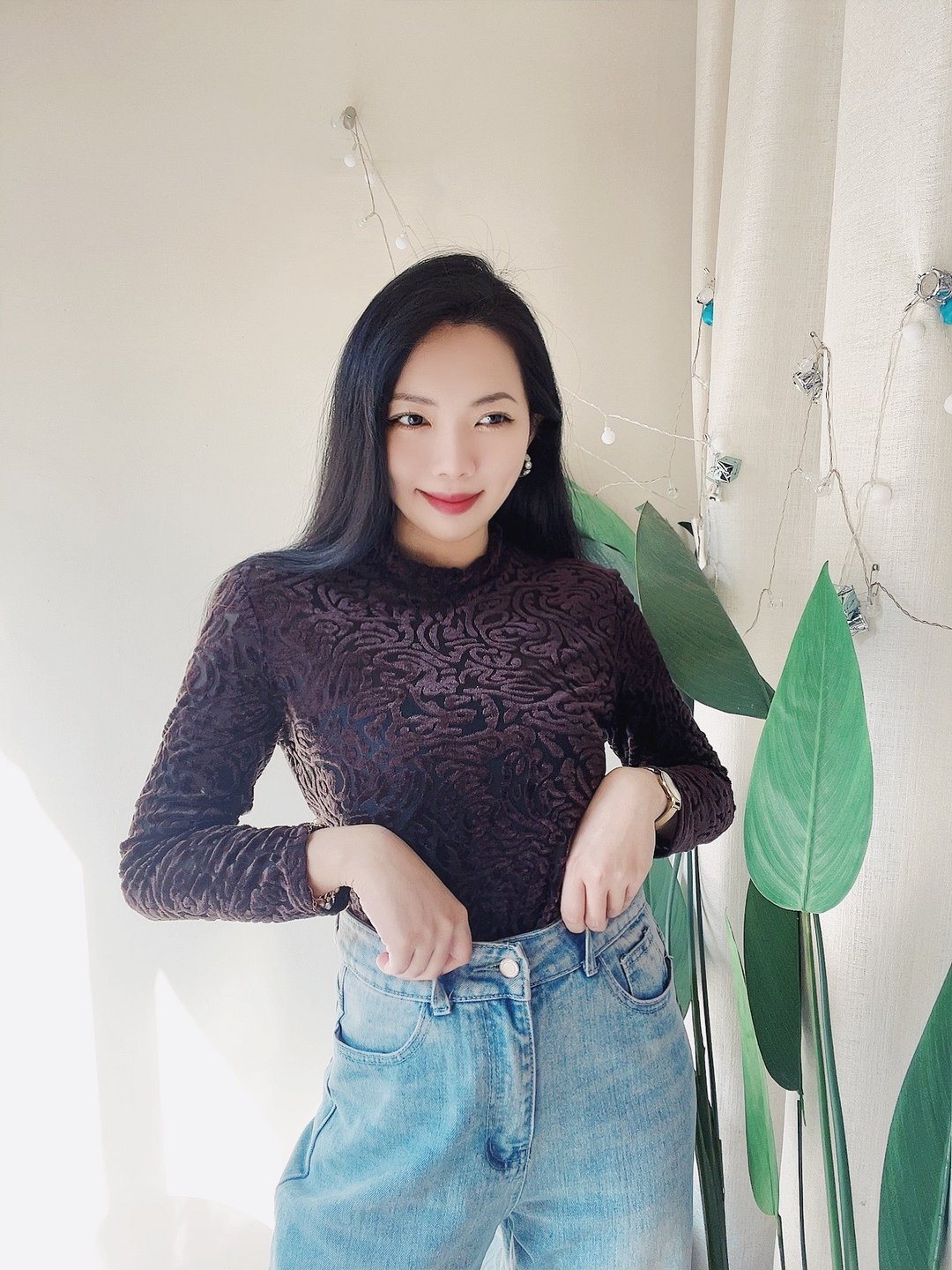 富山小立领图腾独立年代 古董光感透纱x金丝绒棉质衬衫上衣 shirt - 女装上衣 - 聚酯纤维 紫色