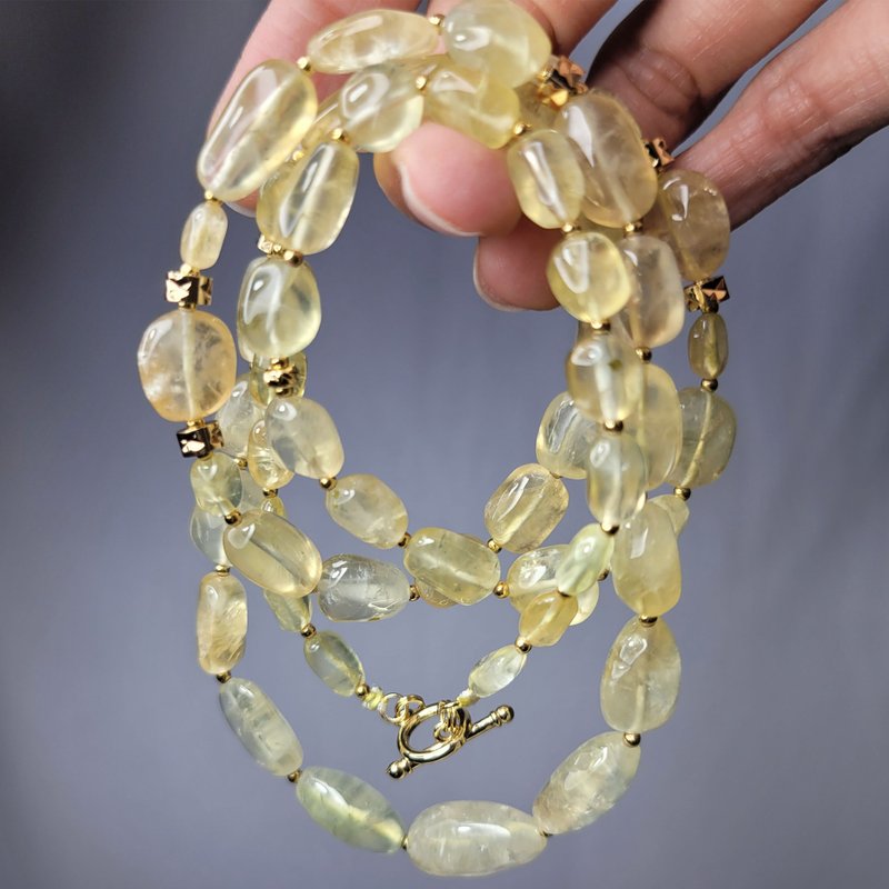 天然 金葡萄石 希望 仁爱 君子 金灿 富贵 招财 宝石 长项链 单品 - 项链 - 宝石 黄色