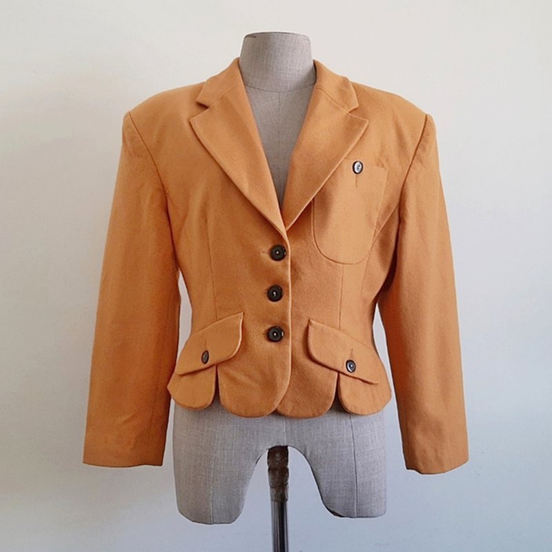 Vintage Mustard Yellow Wool Jacket - 女装西装外套/风衣 - 其他材质 黄色