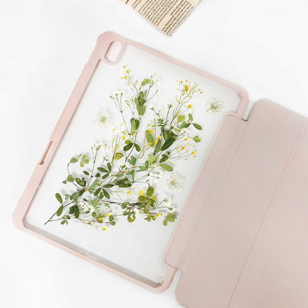 绿叶黄白花手作押花iPad壳 iPad Air 11寸13寸iPad Pro11寸13寸 - 手机壳/手机套 - 植物．花 
