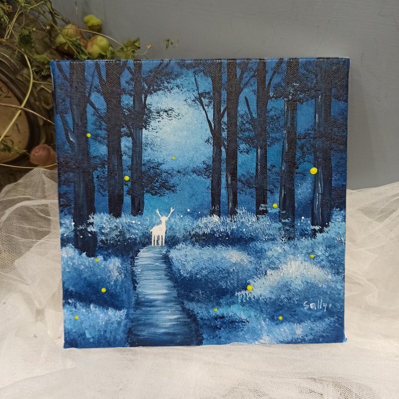 压克力彩绘课-麋鹿森林 萤火虫 情人节 体验 花艺  新年礼 礼物 - 插画/绘画/写字 - 棉．麻 