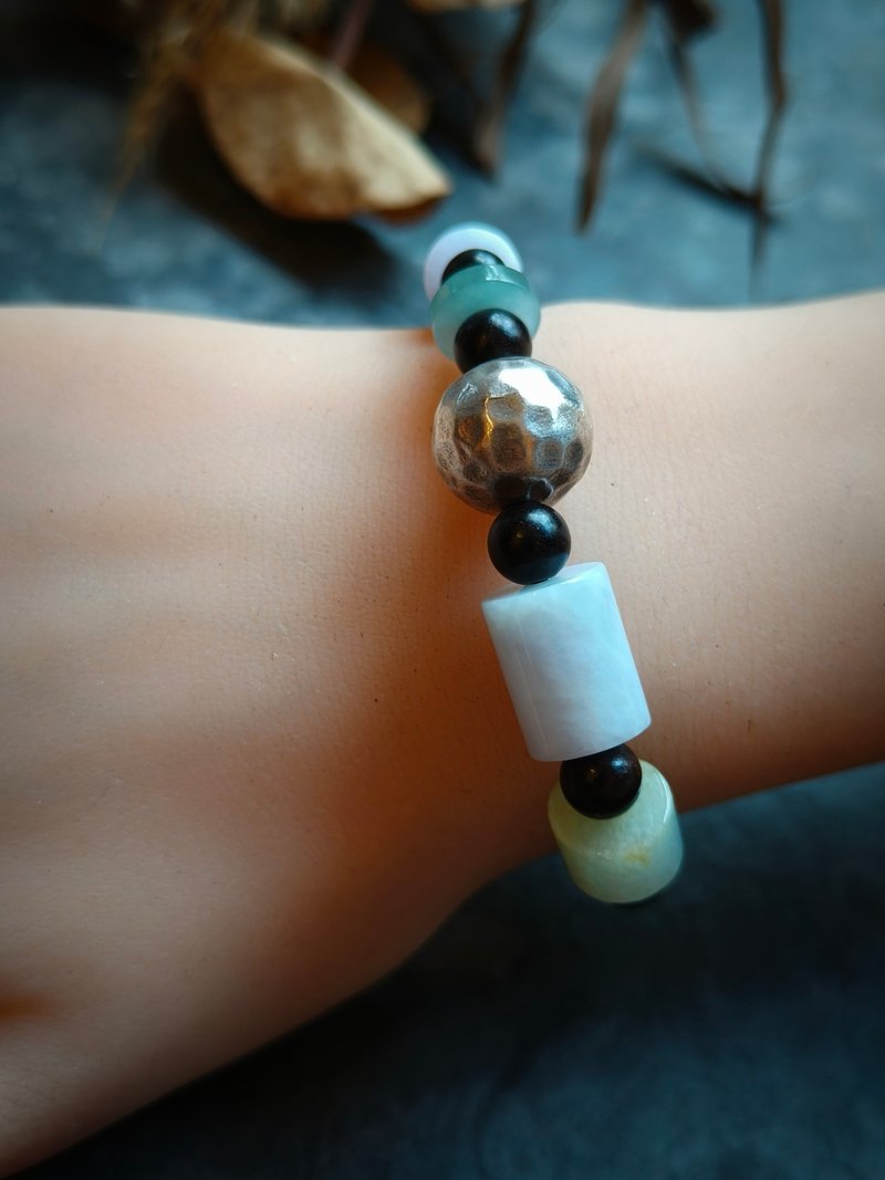 天然缅甸桶珠翡翠手链 2410402 - 手链/手环 - 宝石 紫色