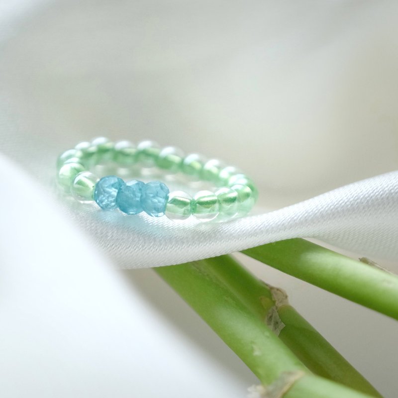 【碧林晴空】蓝磷灰石水晶戒指│Septetone原创明幻系列 新年礼物 - 戒指 - 水晶 绿色