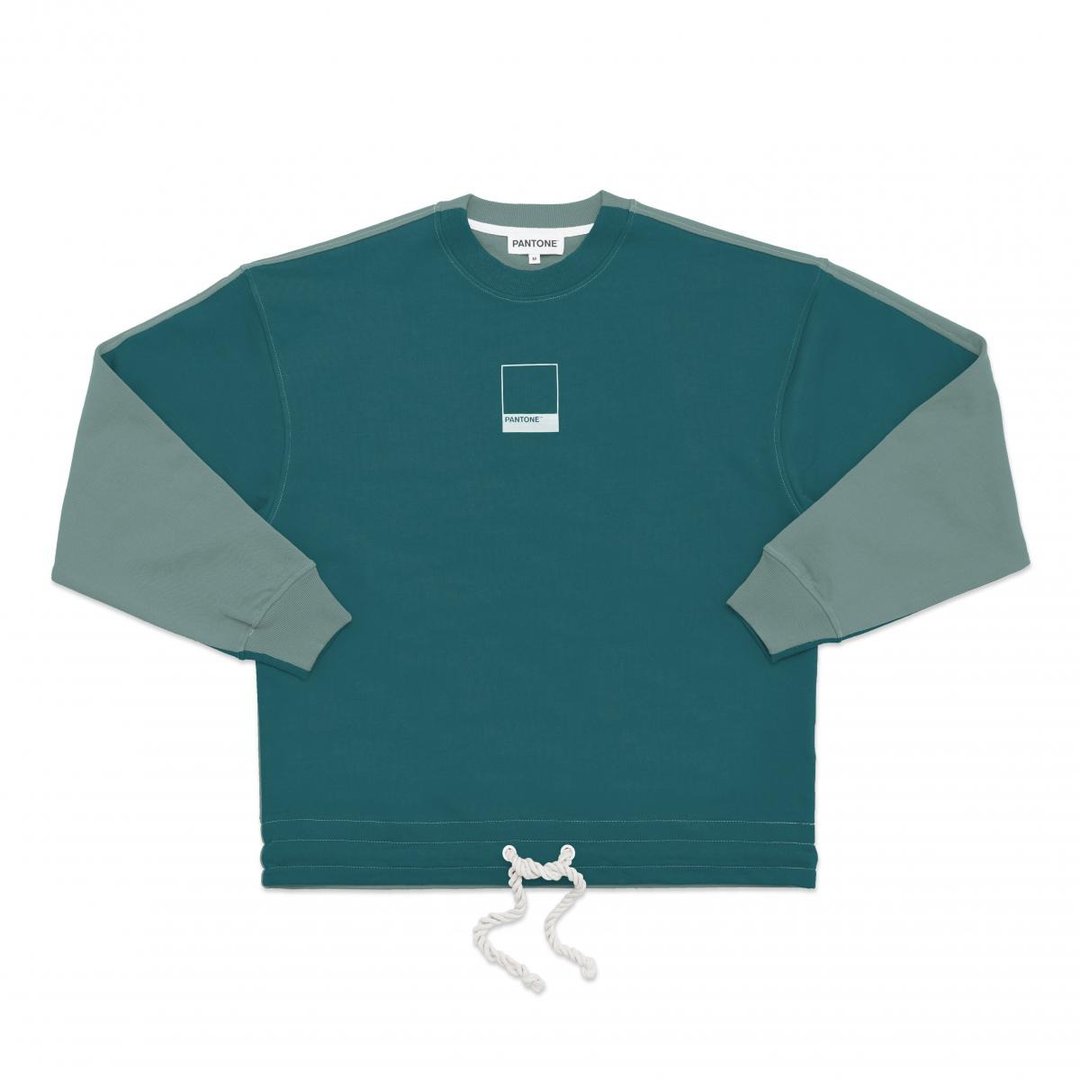 PANTONE - FunMix Collection 纯棉拼色索绳卫衣 (深绿/浅绿) - 中性连帽卫衣/T 恤 - 棉．麻 多色