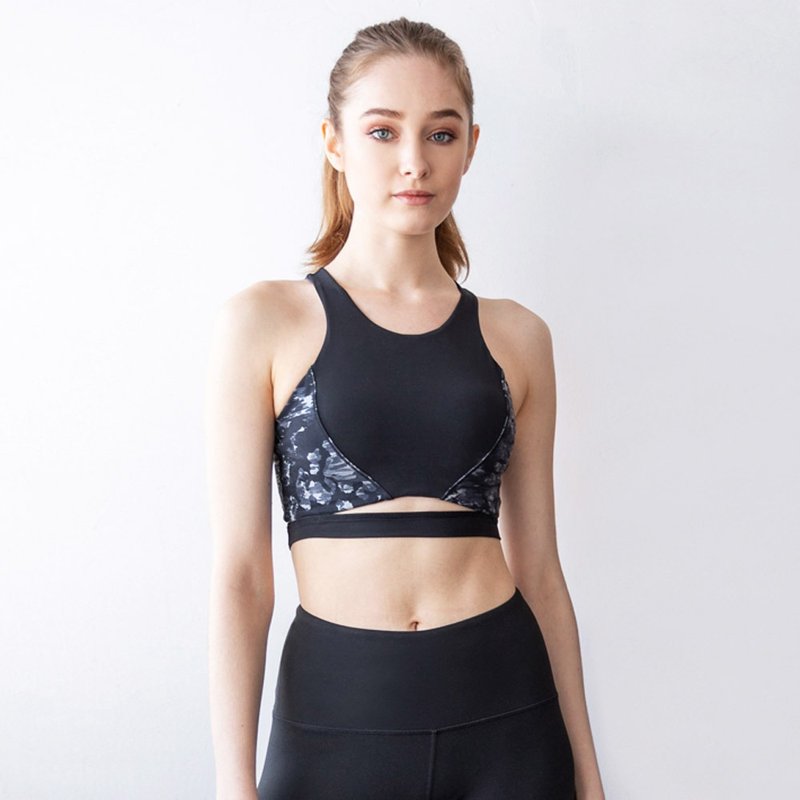【NAMASTE】Kira 包覆美胸运动内衣  - 迷彩黑 - 女装运动内衣 - 尼龙 黑色
