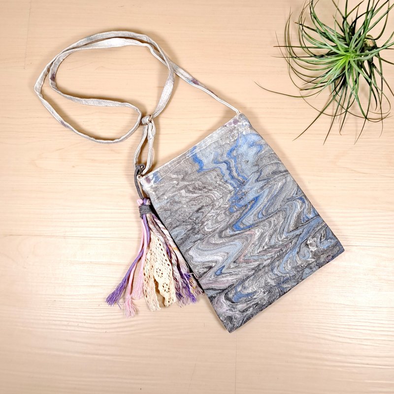 独一无异 电话包 手机袋 手染布袋  斜肩包  单肩包  PQ-016 - 侧背包/斜挎包 - 棉．麻 蓝色