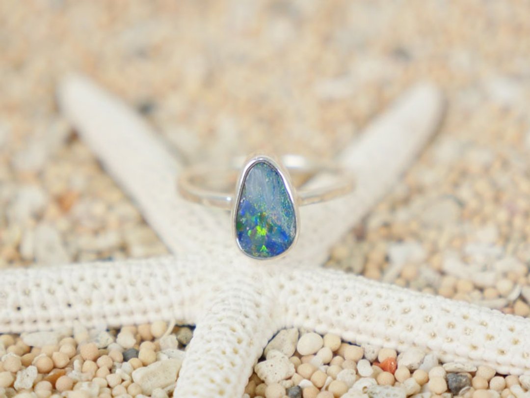 Opal Silver ring - 戒指 - 石头 蓝色