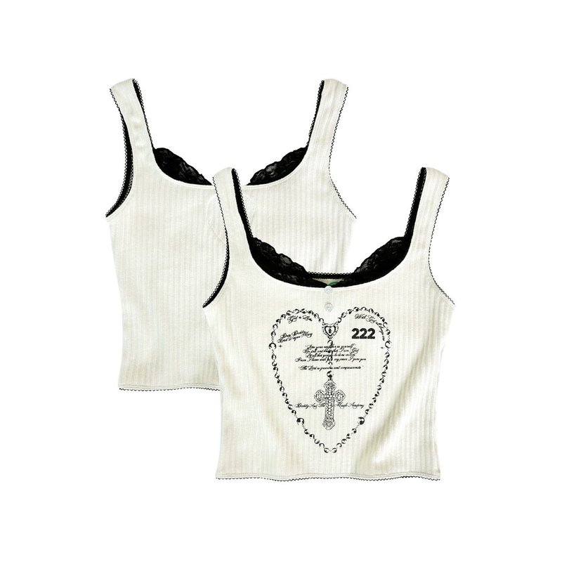 DADDY | Anglican 222 细肩带背心，超级可爱 - 女装上衣 - 其他材质 