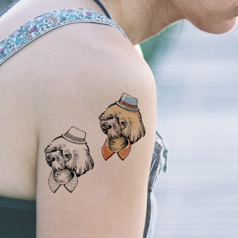 可爱小狗 纹身贴纸一套两款 黑白 彩色 - 纹身贴 - 纸 多色