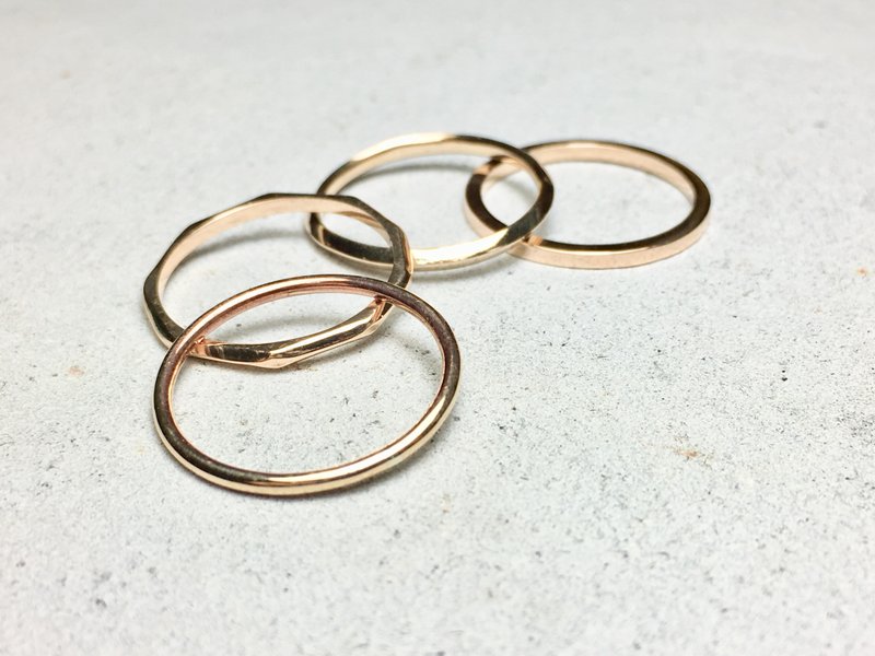 AJEOSSI【手工×定制×DIY】 黄铜、红铜×极细戒指(单只) - 戒指 - 铜/黄铜 金色