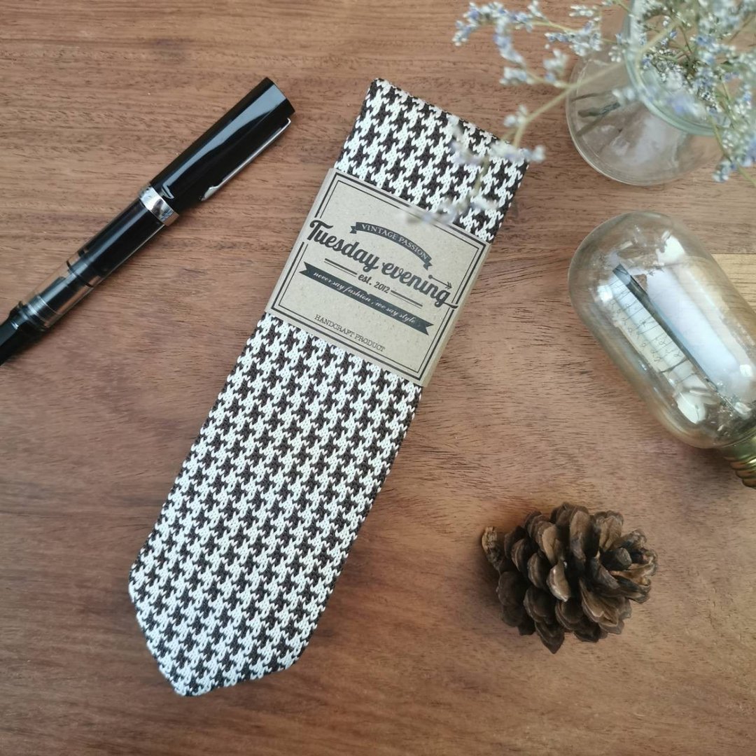 Necktie Dark Brown Shinori Knitted Tie - 领带/领带夹 - 其他材质 咖啡色