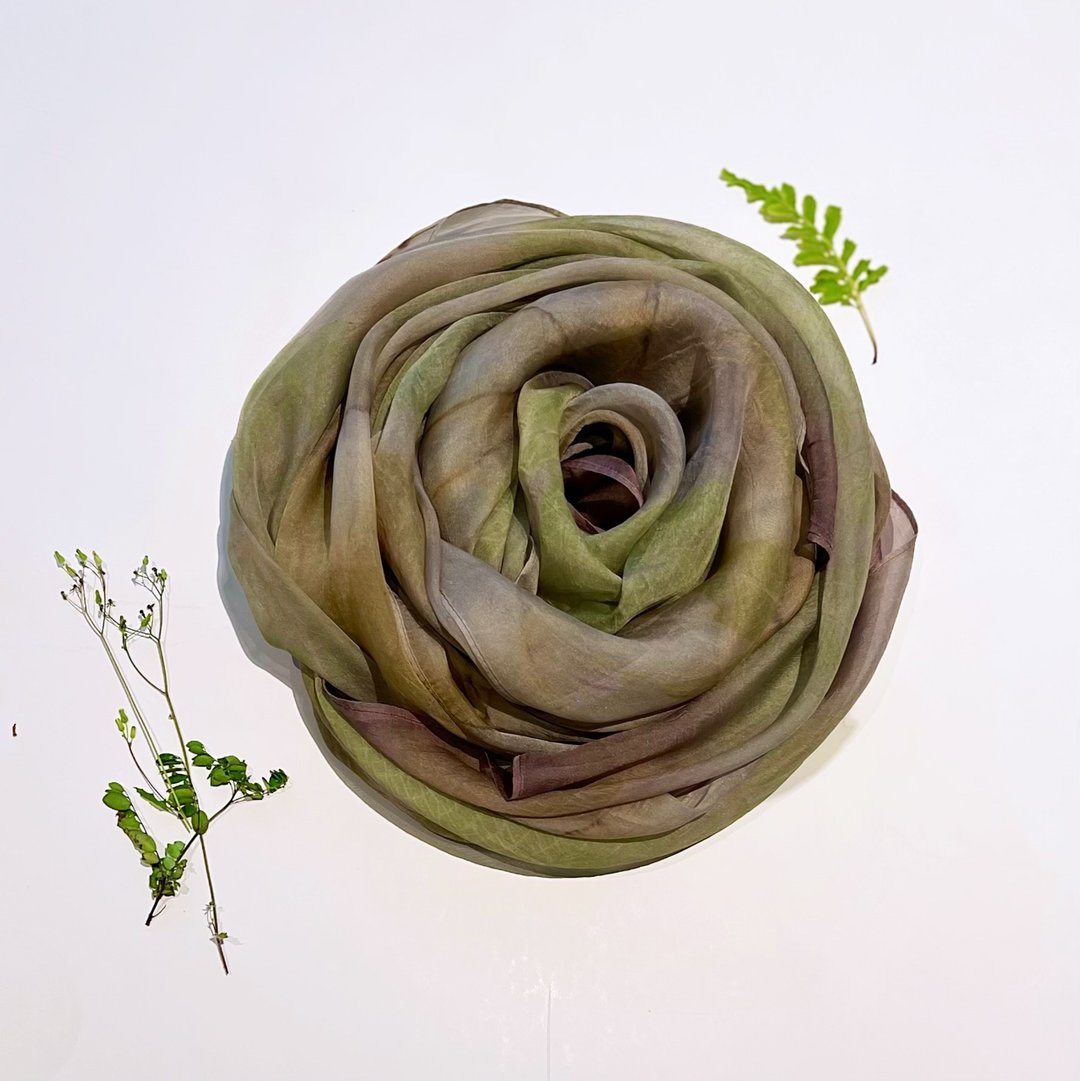 花叶移印染长丝巾 - 蓖美春辰 - 丝巾 - 丝．绢 绿色