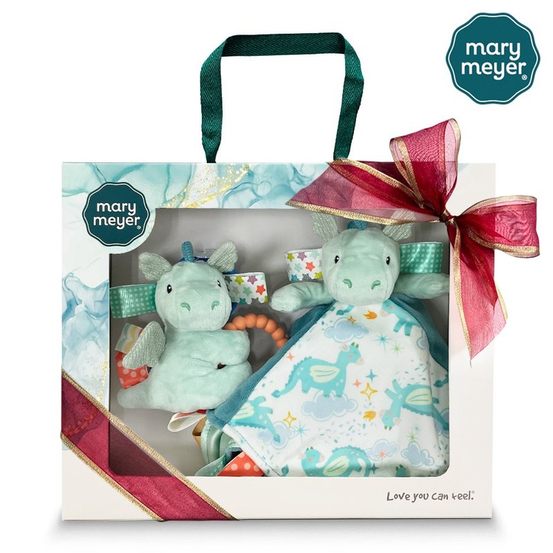 【MaryMeyer】迎新礼盒-小飞龙经典礼盒(缎带+安抚巾+手摇铃) - 满月礼盒 - 棉．麻 绿色
