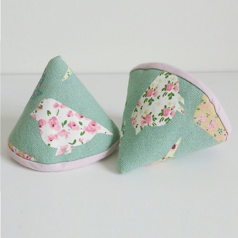 小锅帽子 三角锅帽 (粉绿小鸟) - 餐垫/桌巾 - 棉．麻 绿色