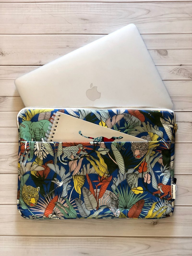 台湾独家aLovesupreme13寸电脑保护套_蓝色非洲草原_含前置口袋 - 电脑包 - 棉．麻 