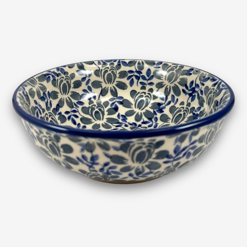 波兰手绘手工陶-浅碗 饭碗 15.5cm 一抹蓝彩系列 设计师款 - 碗 - 陶 蓝色