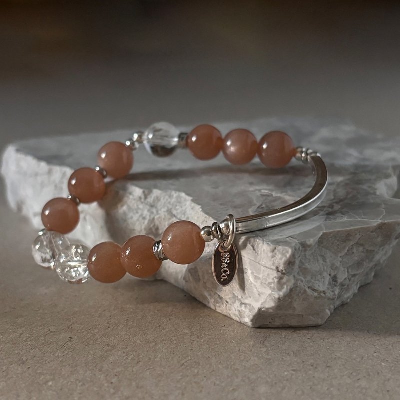SS&CO | 奶茶橙月光纯银水晶手链 - 手链/手环 - 水晶 橘色