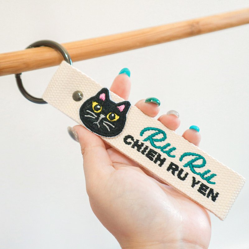 【姓名X猫奴行李吊牌】定制飘带I 插图刺绣 I 送礼出国特色礼物 - 行李吊牌 - 绣线 