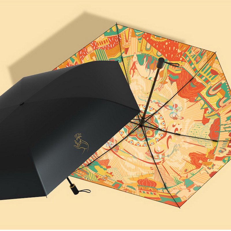 敦煌万象敦煌黑胶伞  晴雨两用  三折六骨伞架 - 雨伞/雨衣 - 防水材质 黑色