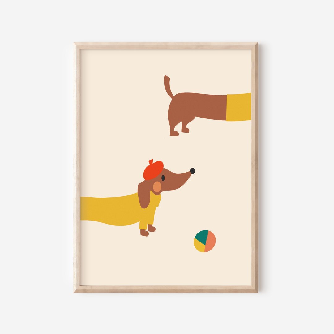 腊肠狗 (Dachshund)－数位下载婴儿房海报 - 电子手绘真人画像/绘画/插画 - 其他材质 