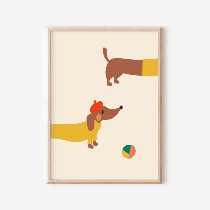 腊肠狗 (Dachshund)－数位下载婴儿房海报 - 电子手绘真人画像/绘画/插画 - 其他材质 