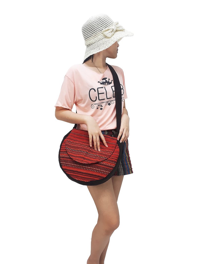 Handmade bag Woven Cotton Bag Women bag Shoulder bag Crossbody Bag Colorful - 其他 - 棉．麻 红色