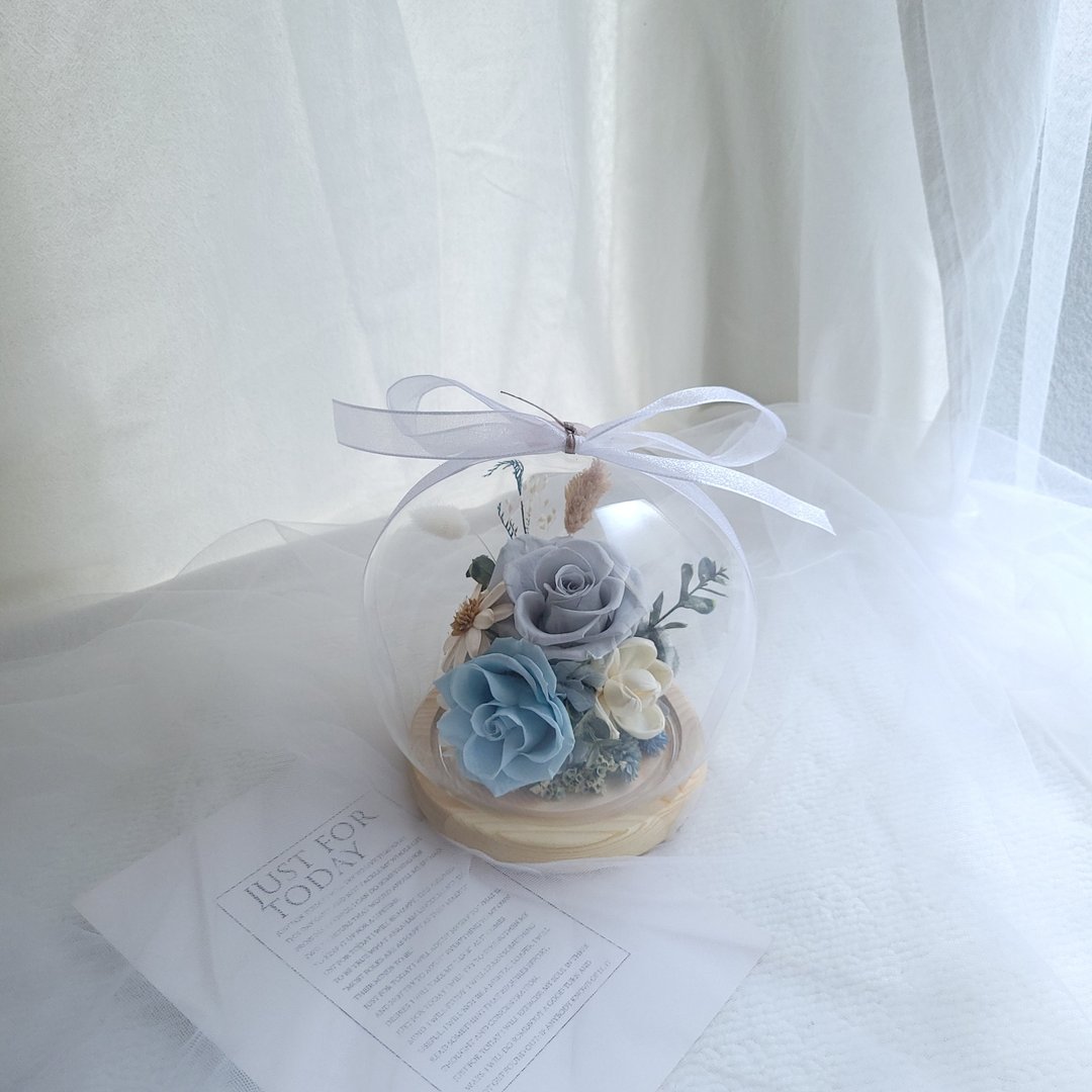 【现货】永生花玻璃球罩盅。15厘米。附包装 - 干燥花/捧花 - 植物．花 