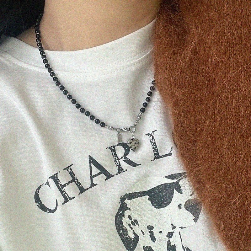 Black Heart Cookie 黑玛瑙项链 - 项链 - 半宝石 黑色